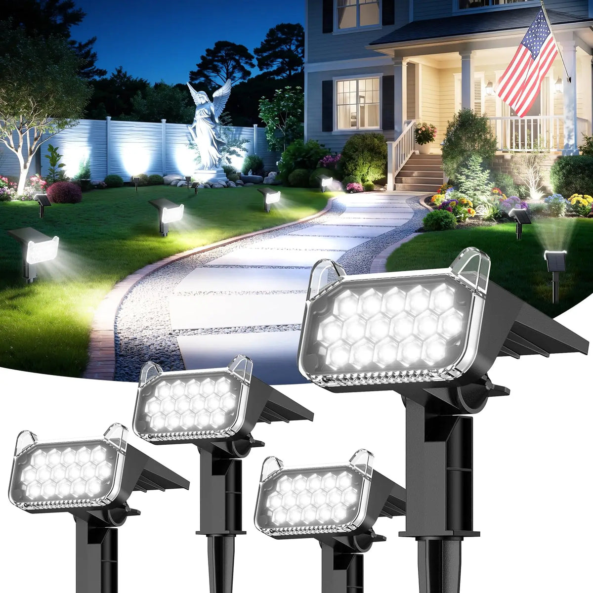 projecteurs solaires extérieurs ip65 led modernes panneau solaire transparent tige métallique facile jardin