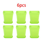 pots fleurs carrés multicolores plastique violet bleu jaune vert moderne adhésif 7cm 8cm 5cm