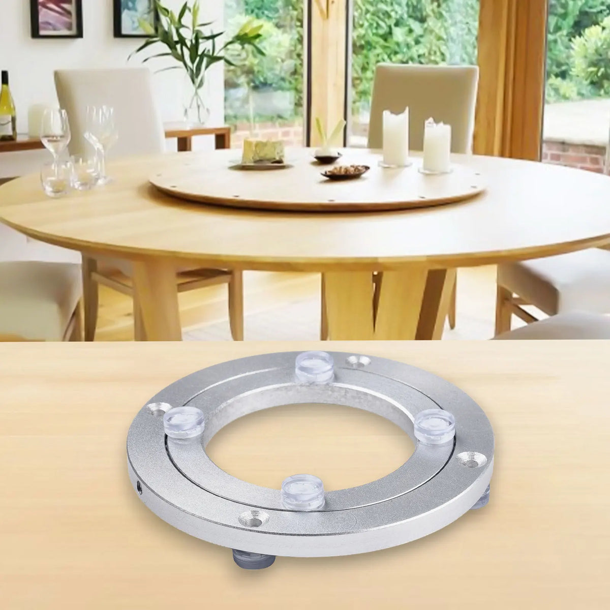 anneau table argenté moderne adhésif diamètre 16 pouces lisse opaque métal cuisine