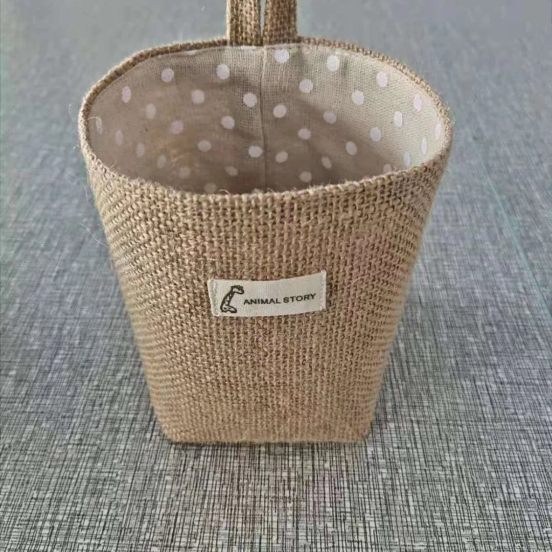 sac rangement toile jute étoiles rayures boho chic pliable reversible anneaux métalliques rustique