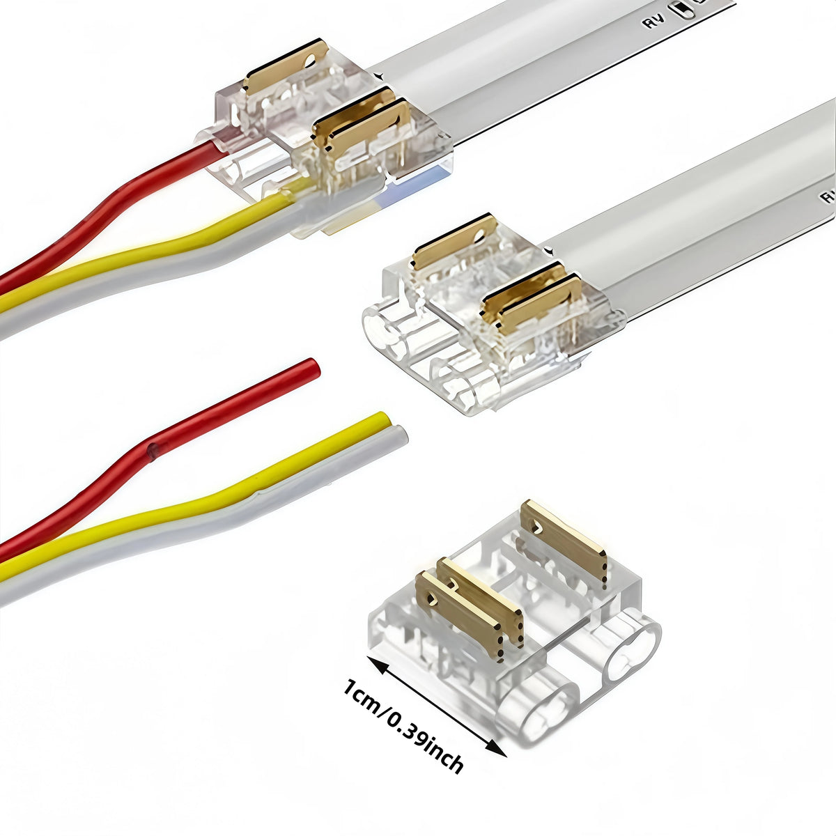connecteurs led transparent dorés broches 24v moderne technologique 10mm gauche droite