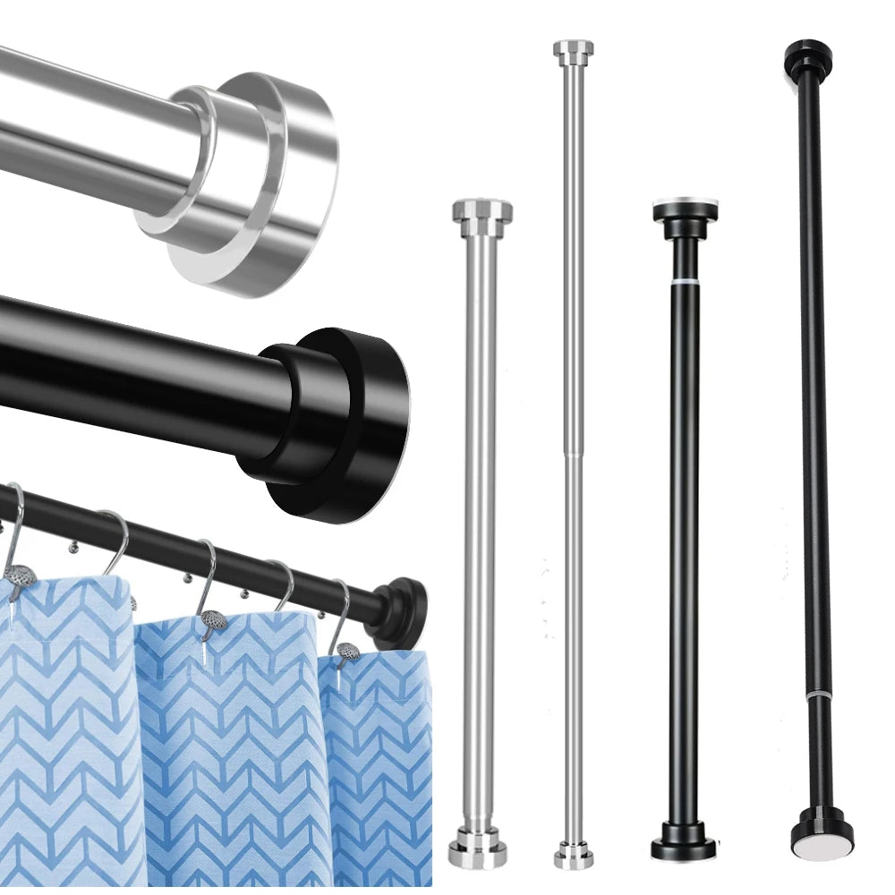 tendeur rideau douche réglable acier inoxydable noir argent moderne anti rouille tension sans perçage