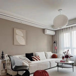 suspension moderne blanche rayures horizontales abat jour fer opaque plafonnier contemporain 40cm 30cm