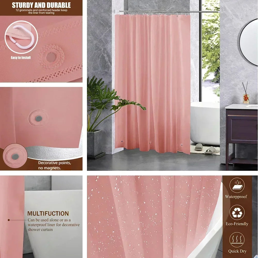 rideau douche moderne transparent aimants gris rose 72x72