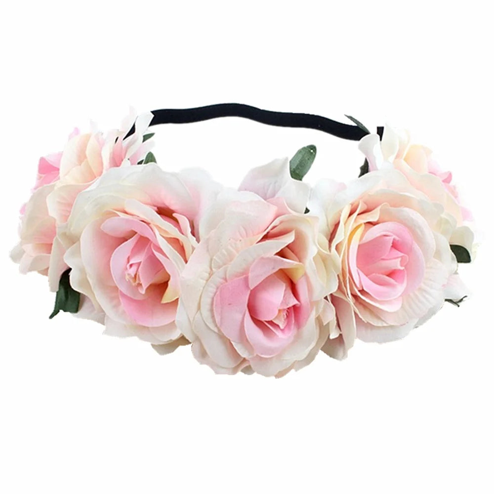 couronne fleurs artificielles bohème multicolore élastiquée femmes fêtes