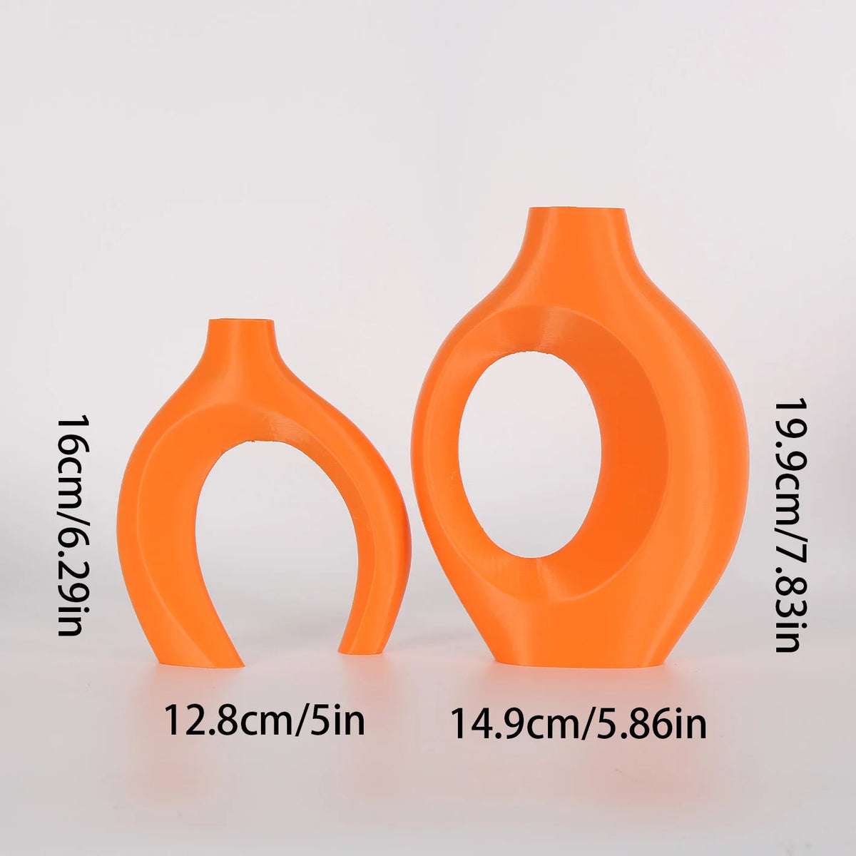 vases contemporains abstraits courbes orange vert marron décoration maison plastique