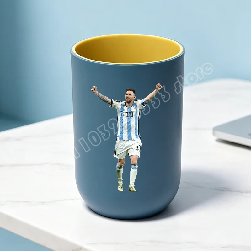 tasse unisexe moderne messi football bleu clair tasse eau brosse dents salle bain ornement