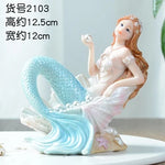 statue sirène résine bleu clair rose pâle coquillage mariage décoration intérieure fée méditerranéenne