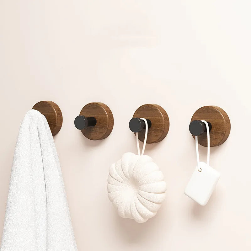 porte serviettes moderne adhésifs texture bois naturel serviettes blanches carreaux bleus minimaliste éponge plaid