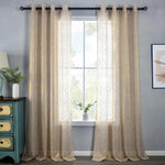 rideau semi transparent moderne paillettes dorées annaux métalliques salon maison polyester 100%