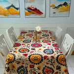 nappe rectangulaire lin coton couleur fleur soleil ethnique traditionnelle fête mariage restaurant salonextérieur
