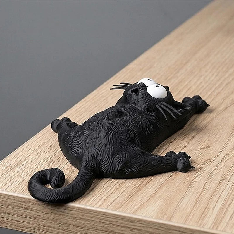 aimant figurine chat noir texture réelle yeux blancs aimant intégré décoration réfrigerateur memo erotique