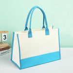 sac main polyester femme moderne blanc vert bleu noir poignées détachables grande capacité patchwork