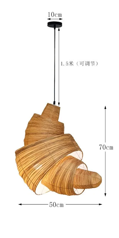 lampe suspendue tissu spirale moderne lumière chaude blanc beige chambre salon restaurant