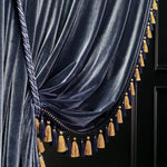 rideau velours bleu marine classique opacité dorés maison 100 polyester