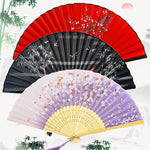 éventail traditionnel rouge fleurs oiseaux tassel noir blanc violet bleu floral