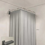 rideau douche plié plissé gris moderne respectueux environnement clips inclusion