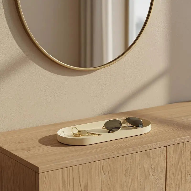 plateau ovale moderne beige clair mat sans fixation 30cm 15cm apéritifs desserts