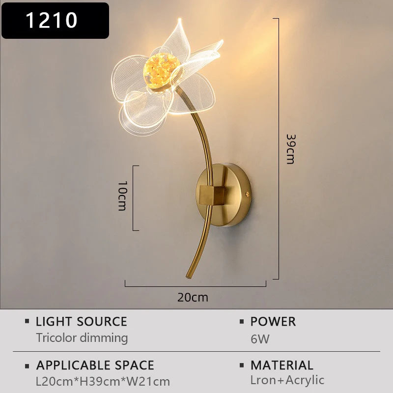 lampe murale moderne or blanc translucide forme fleur éclairage cuisine salle manger