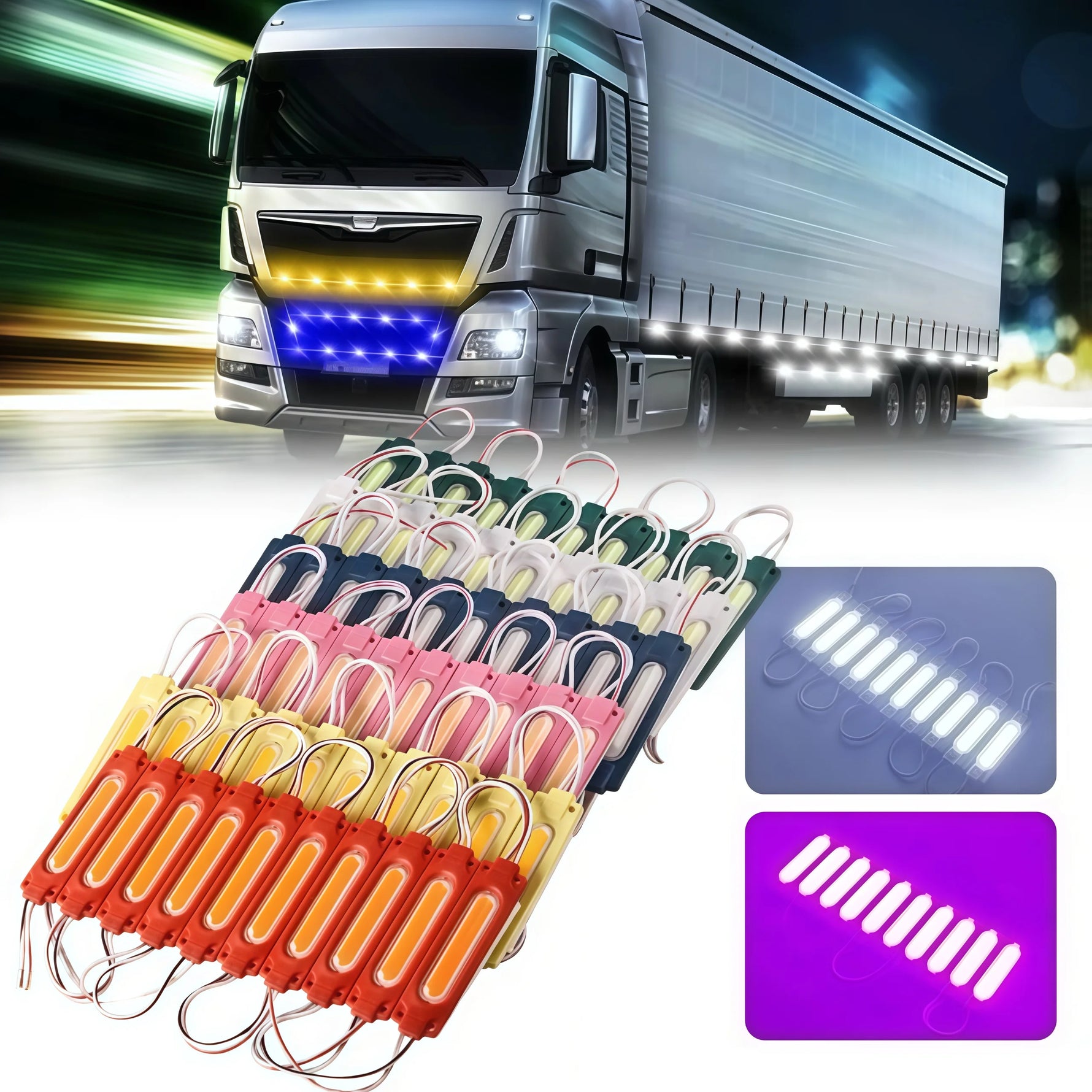 Kit 10 modules LED COB 12V/24V pour enseigne lumineuse camion