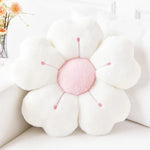 coussin décoratif fleurs arrondies rose blanc moderne doux polyester coton 32cm