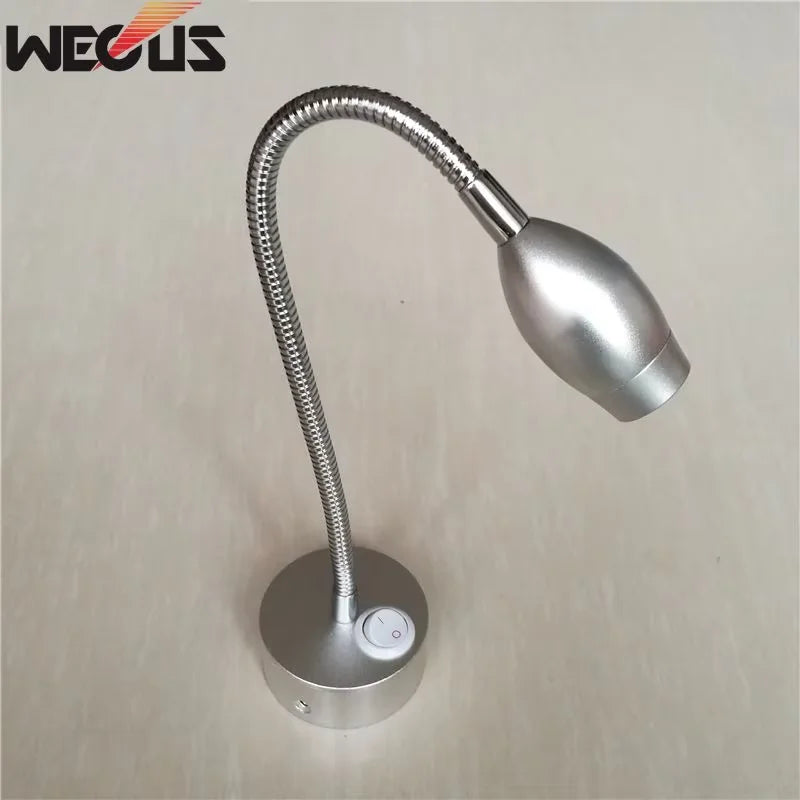 lampe murale moderne led 3w argentée lampe chevet minimaliste col cygne fixée mur