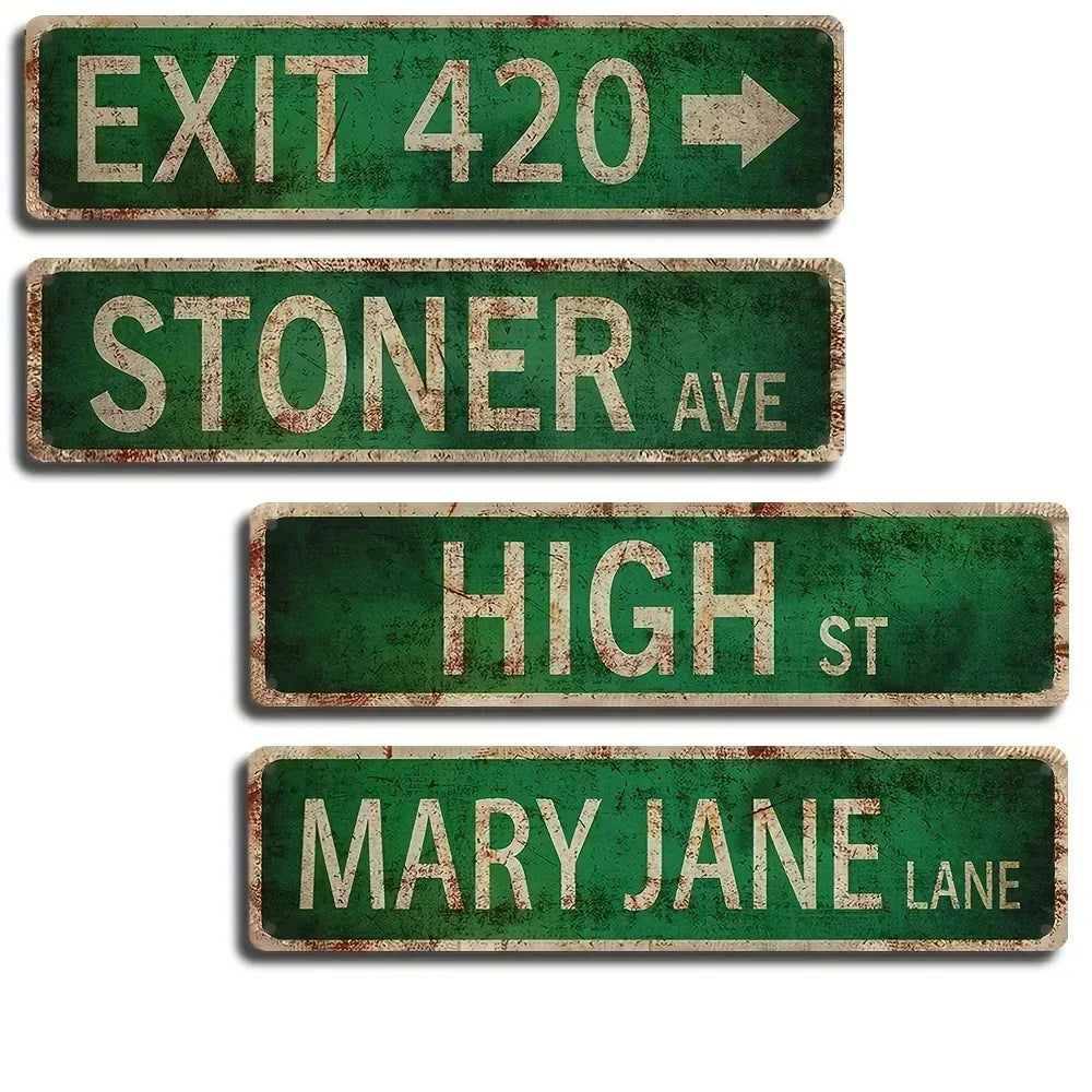 plaque rue vintage grunge fixations rustique décoration murale métal vert foncé