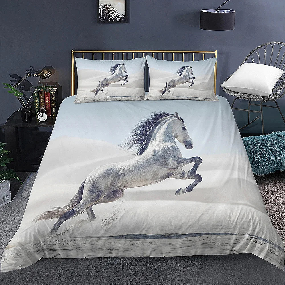Housse de couette cheval noir et blanc