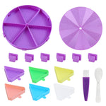 palette broderie moderne six compartiments pinceau brosse multicolores violet bleu rose
