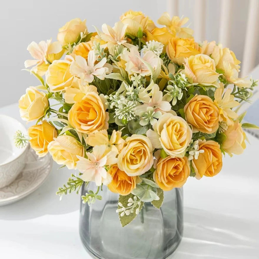bouquet fleurs artificielles roses soie mariage décoration extérieur intérieur moderne minimaliste