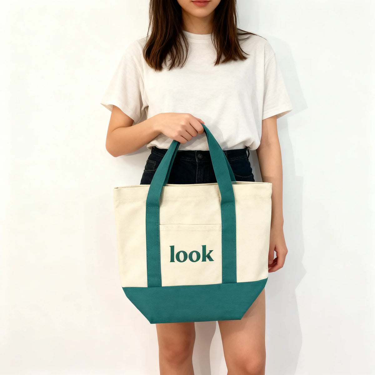 sac main blanc motif simple décontracté occlusion complète personnalisable silk screen printing casual sans