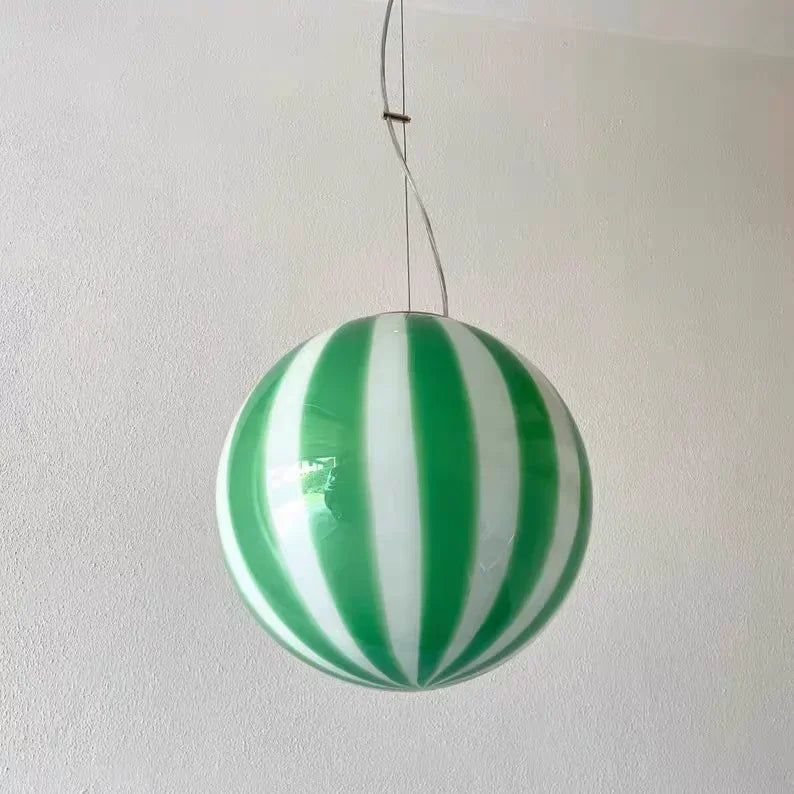 Suspension lumineuse moderne rayées horizontales blanc rouge verte pince dorée chambre salon étude
