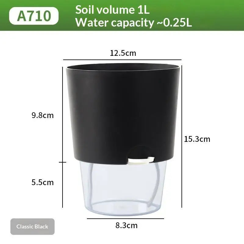 pot auto arrosant blanc transparent moderne bassin d'eau cordons absorbants drainage