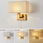 lampe murale moderne or beige tissu texture fine cordon interrupteur led 220v 110v