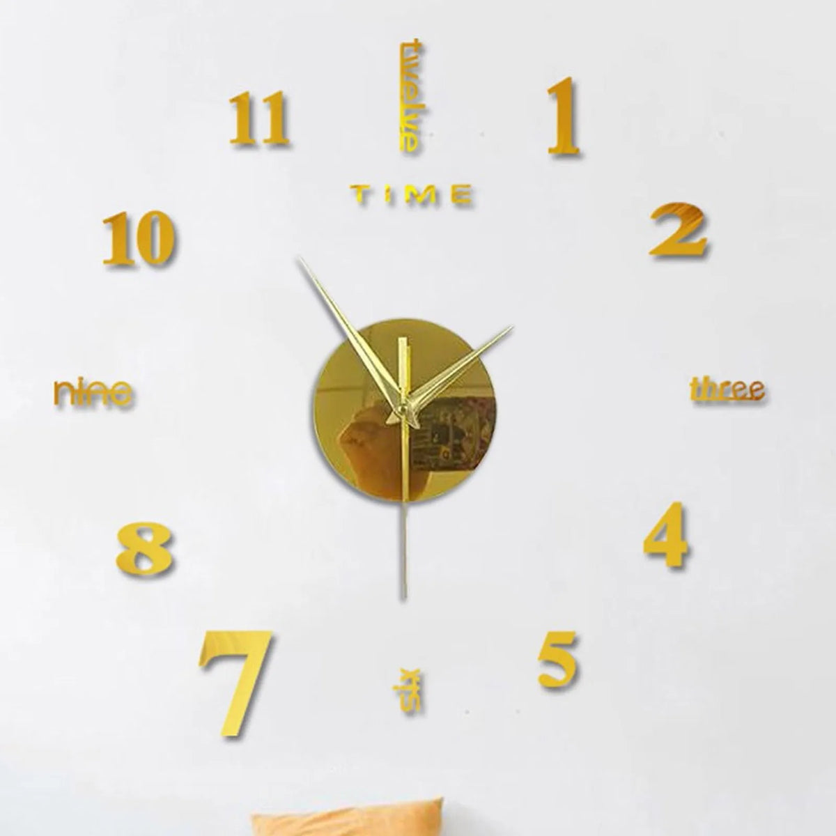 horloge murale adhésive moderne sans fil quartz noir numérotée planteDecoration intérieure bricolage