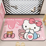 tapis salle bain antidérapant absorbant rapide dessin animé hello kitty motifs musicaux coeurs ours