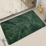 tapis antidérapant moderne feuilles tropicales vert blanc 30x40cm 40x60cm 50x80cm salon cuisine