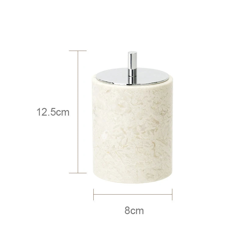 ensemble salle bain marbre blanc doré plateau distributeur savon accessoires