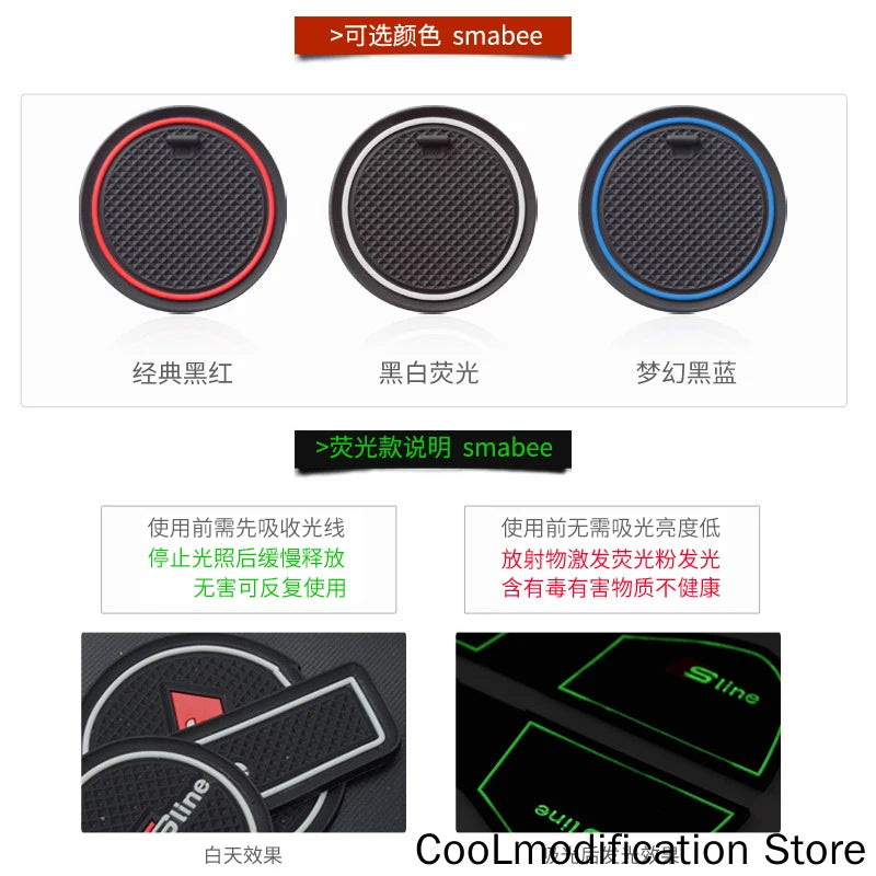 décorations lumineuses circulaires protecteurs poignées voiture adhésifs motifs corolla couleurs noires rouges gris blancs