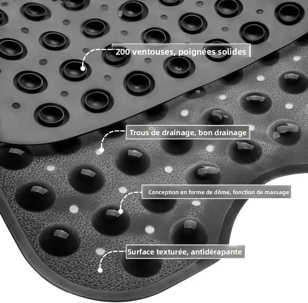 tapis bain antidérapant noir texturé surface ventouses 40x101cm moderne salle bain