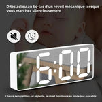 horloge numérique moderne écran LED noir blanc vert números lumineux anti perturbation snooze mode