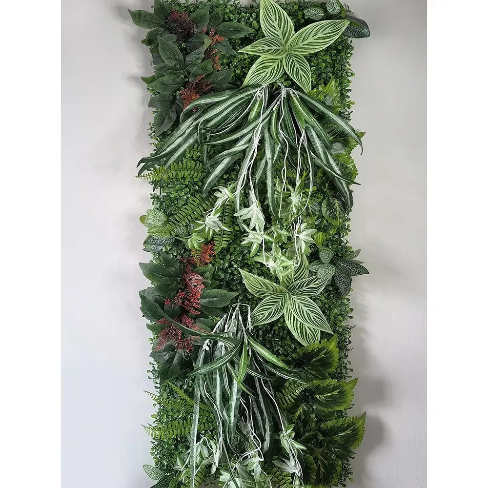 panneau mural plante artificielle herbe feuilles fleurs vert rose rouge naturel extérieur décoration maison