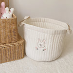panier rangement coton brodé animaux blanc poignées amovibles respectueux environnement moderne doux