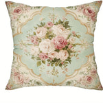 taies d'oreiller motif floral vintage rose blanche zip closure decoration chambre maison