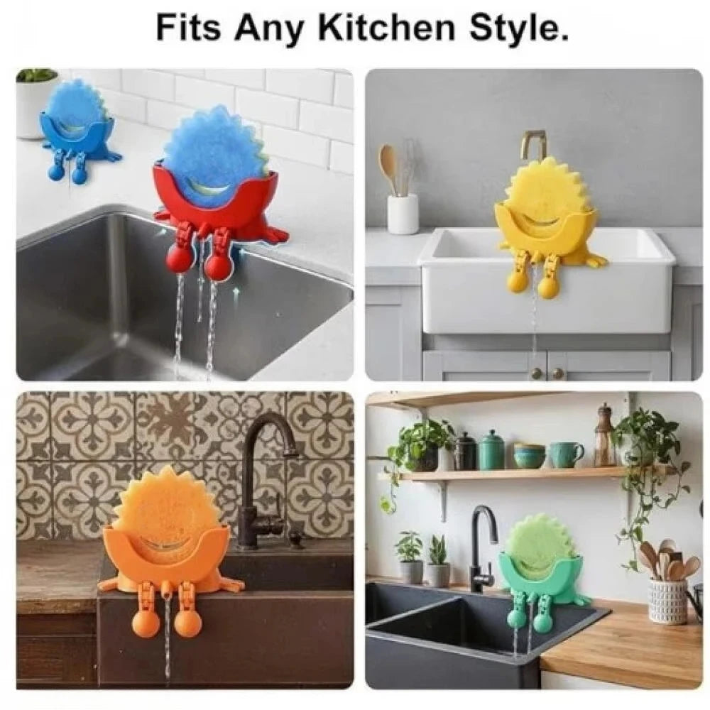 porte savon souriant clips couleur bleue jaune orange vert rose rangement évier créatif animé
