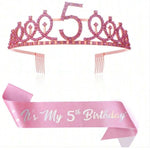 couronne anniversaire strass dorés ruban rose texte princesse fête cadeau favoris numéro anniversaire