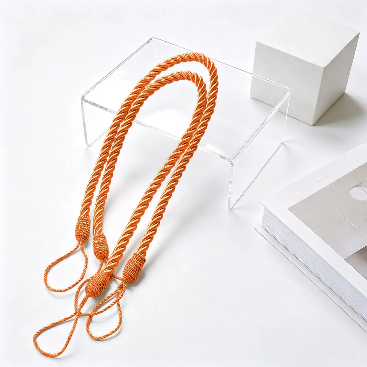 corde torsadée blanc anneaux rideaux ajustables tissés main classique minimaliste wabi sabi