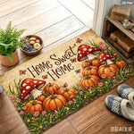 tapis d'entrée moderne multicolore motif champignons fleurs texte Sweet extérieur résistant rides polyester 30x50cm