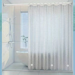 rideau douche transparent carreaux géométriques moderne aimants métal inoxydable respectueux environnement