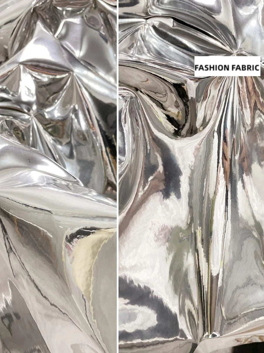 tissu métallique brillant imperméable argent or lisse moderne élégant polyester scenaristique